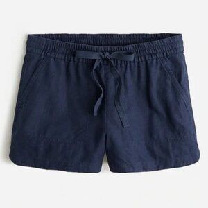 J. Crew Navy Drawstring Linen-Blend Athletic Shorts